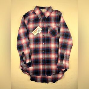 Vintage Cumberland Outfitters Plaid Button-Up Shirt in Pink, Blue & Black